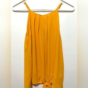 2/$10 Becaal Size S Keyhole front tie spaghetti strap pleated lined sheer flowy